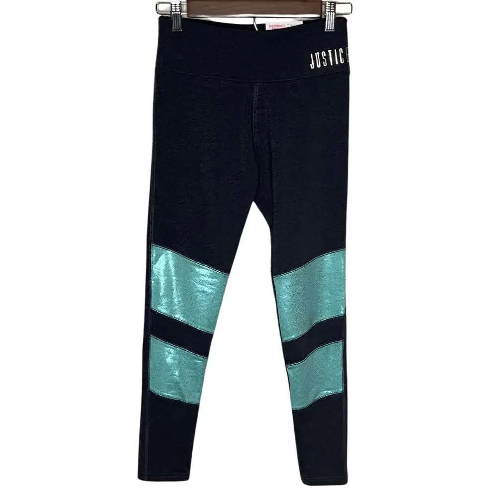 NWT Mackenzie Ziegler for Justice Active High Waist Leggings | Gray Teal Size 16